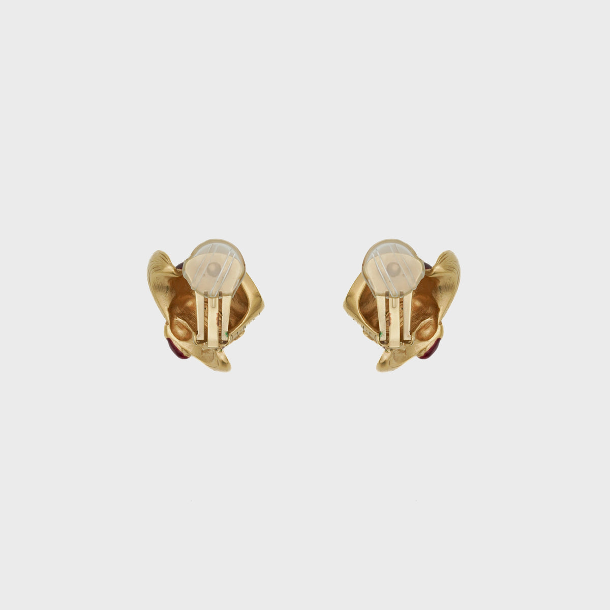 Paire de clips dorée Chloé 1980 par Karl Lagerfeld