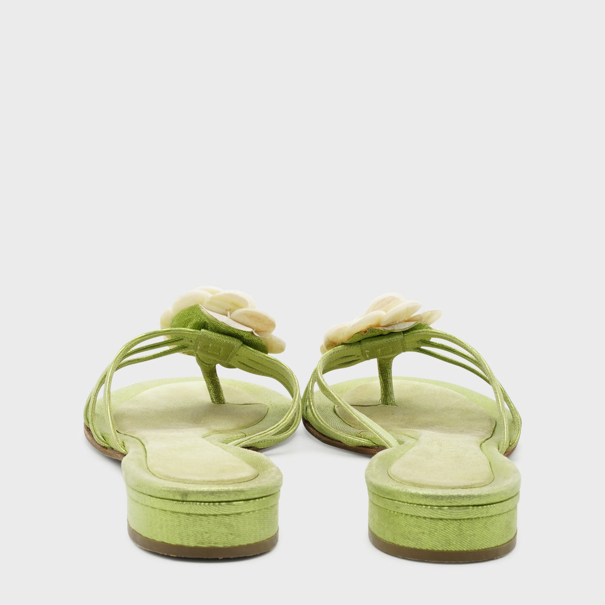 Sandales Satin Vert Chanel 2000 par Karl Lagerfeld