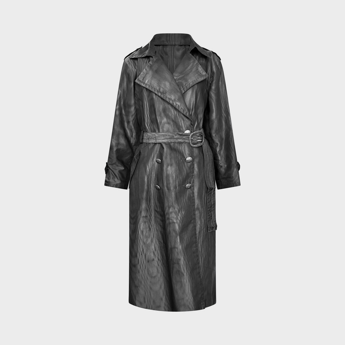 Trench-coat Moirée Noir Yves Saint Laurent 1990