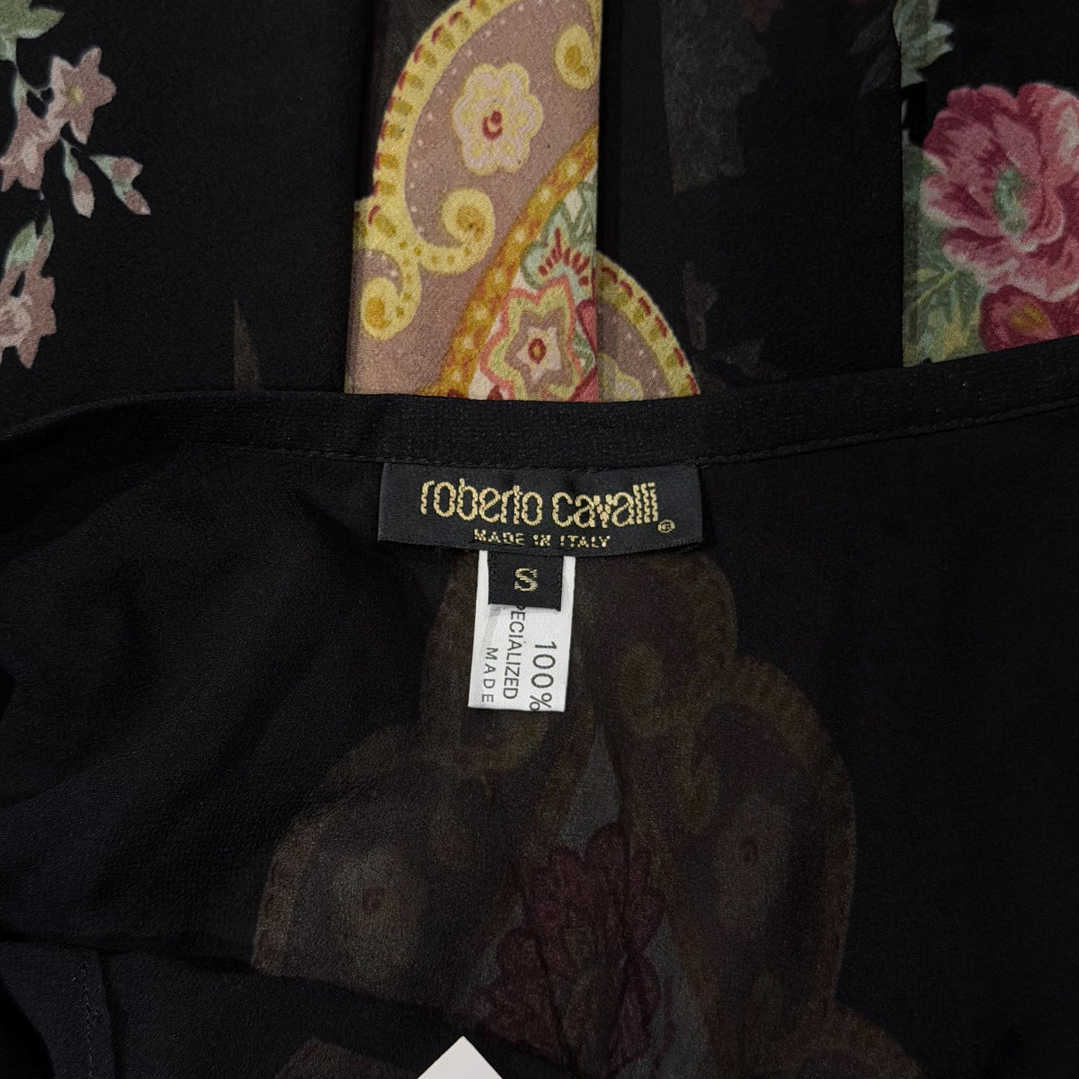 Floral Print Draped Silk Skirt Roberto Cavalli 2000s