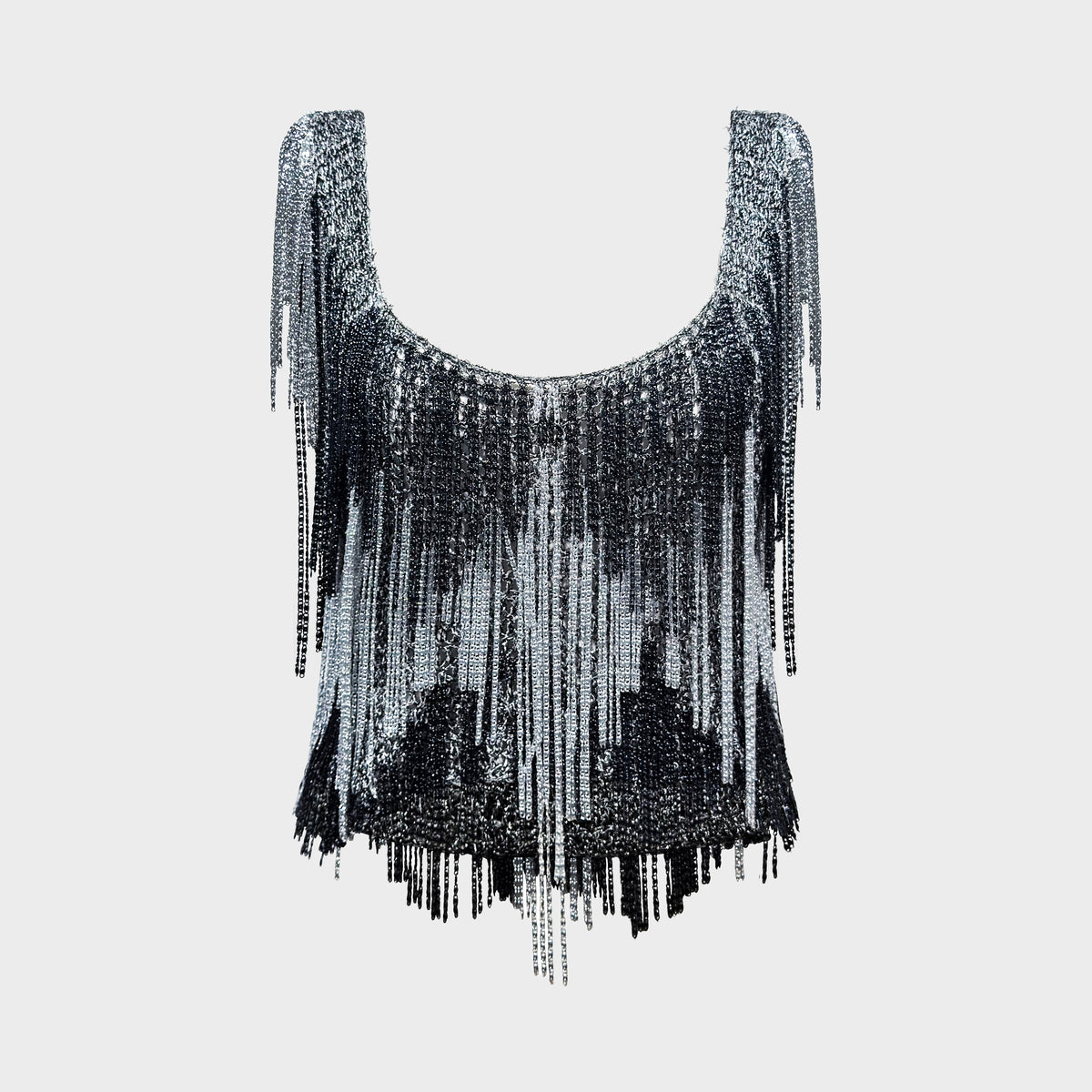 Black & Silver Chain Fringe Top Loris Azzaro Circa 1971