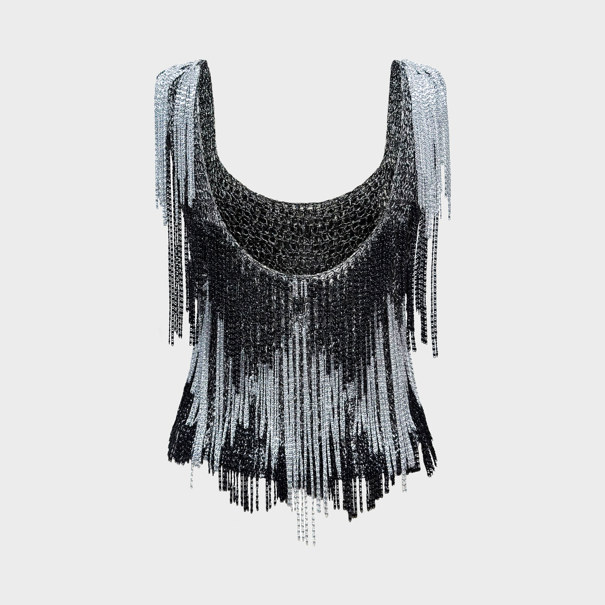 Black & Silver Chain Fringe Top Loris Azzaro Circa 1971