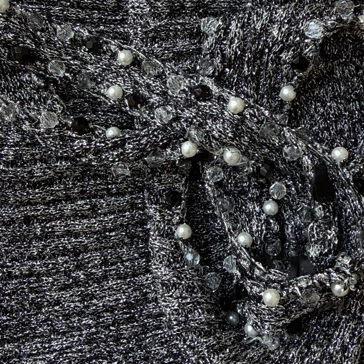 Metallic Knit Embellished Cut-Out Top Loris Azzaro 1970s