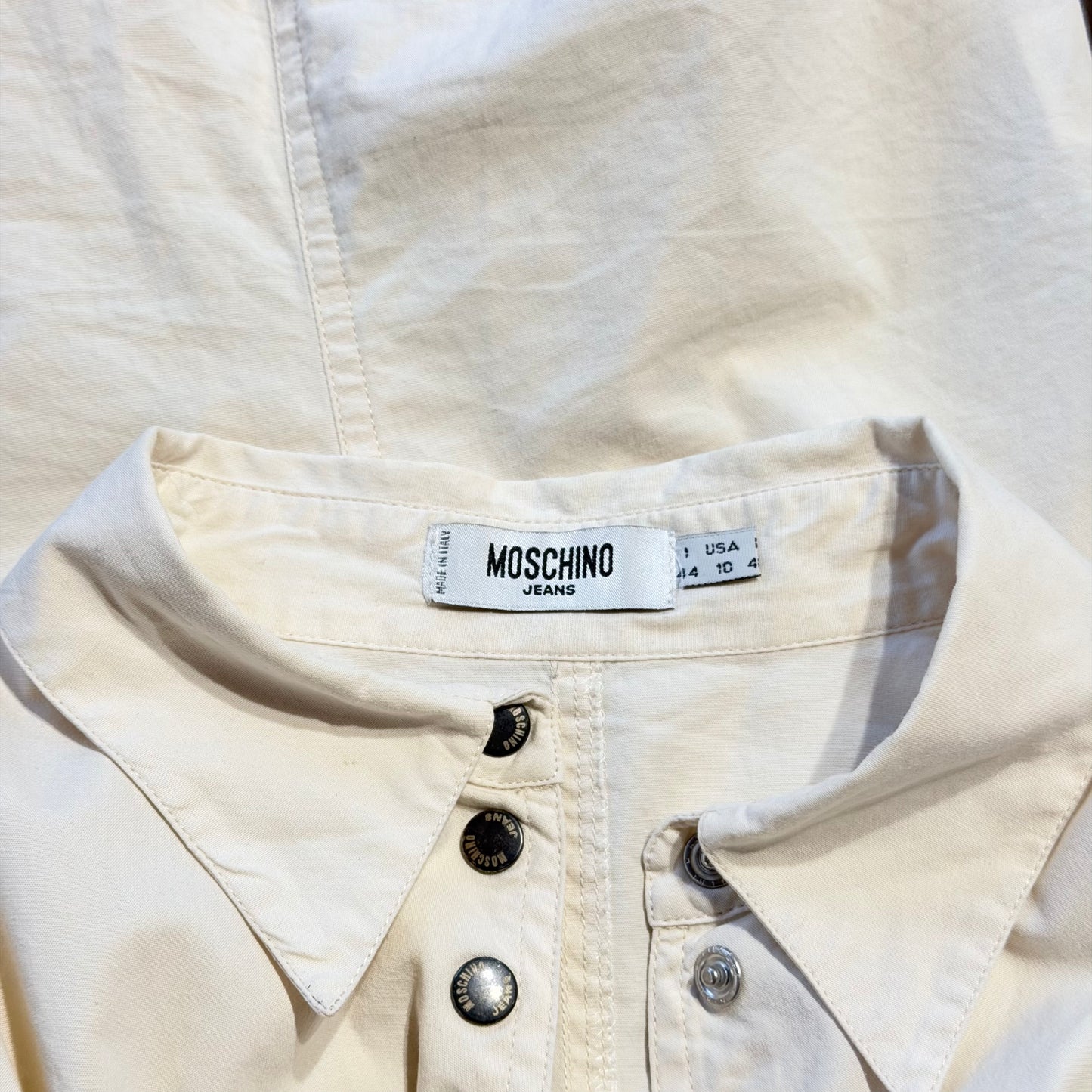 Beige Asymmetrical Buttoned Shirt Moschino