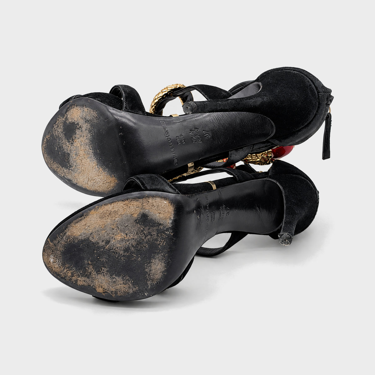 Golden Snake Embellished Black Heels Gianmarco Lorenzi
