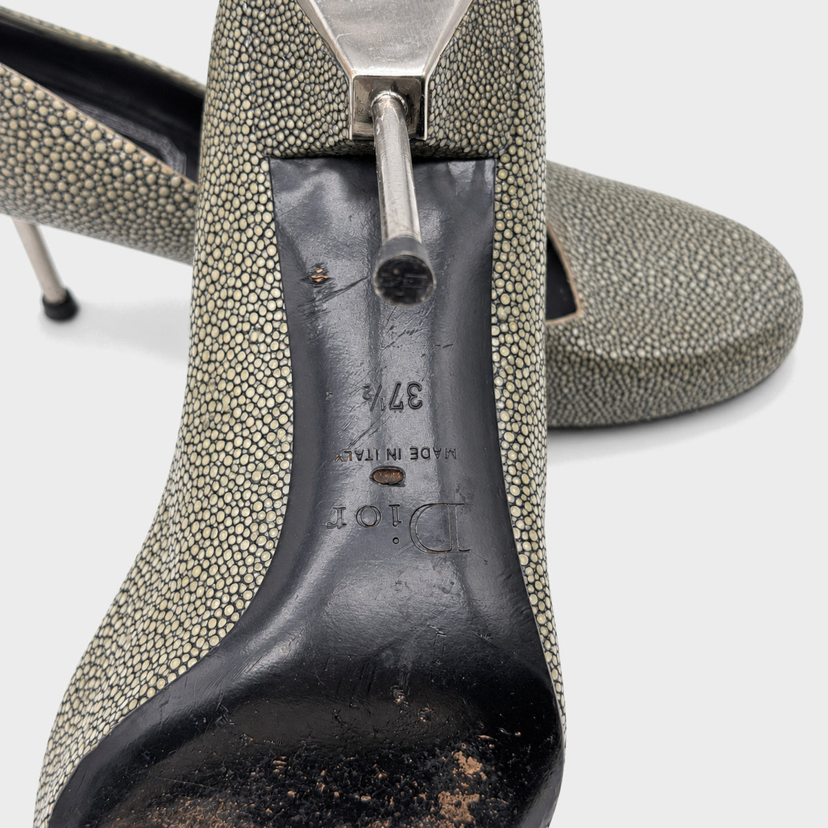 Dark Green Textured Pumps Christian Dior Circa 2000s