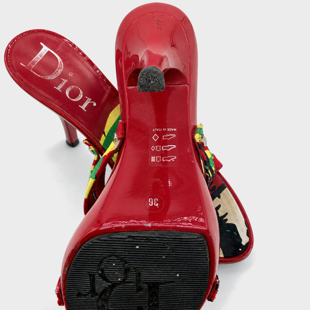 Red Rasta Bow Platform Mules Christian Dior FW 2004 by John Galliano