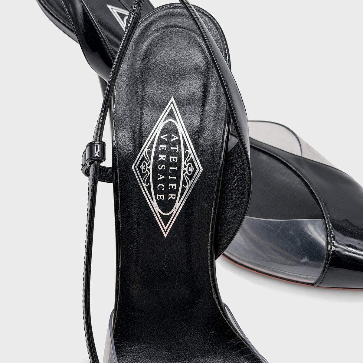 Black Patent & PVC Slingback Pumps Atelier Versace