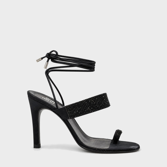 Black Crystal-Strap Sandals Gianni Versace