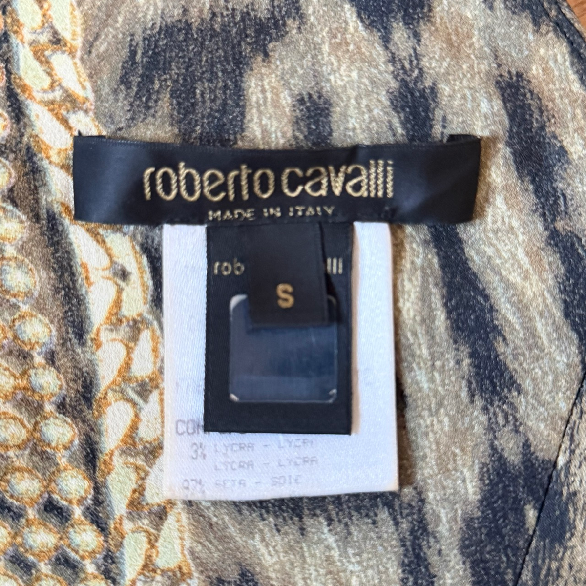 Silk Laced Animal Print Corset Roberto Cavalli 2003