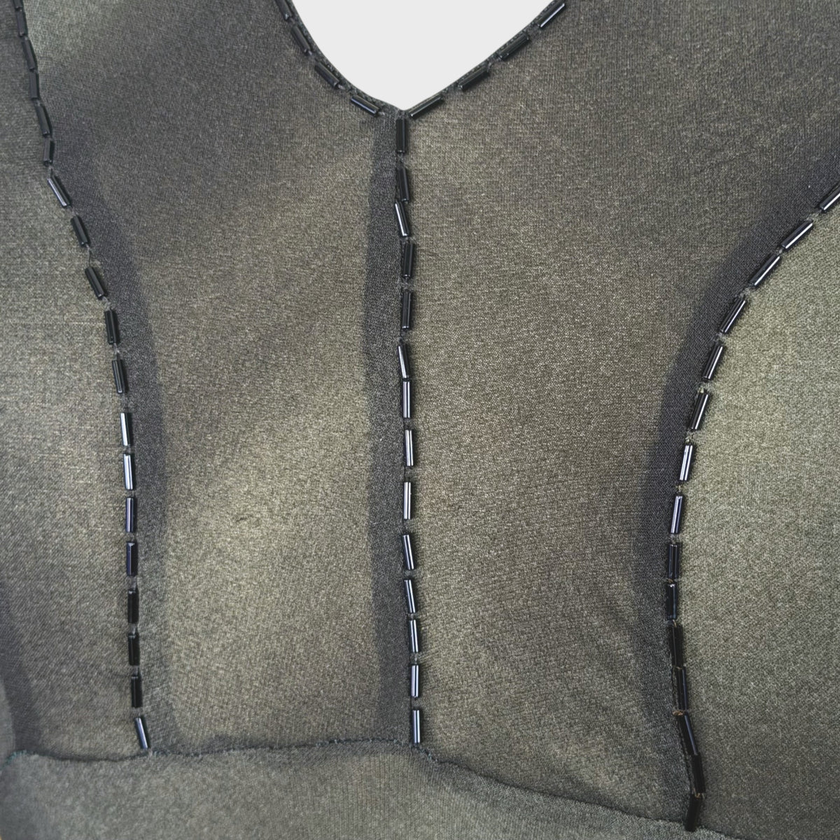 Olive Silk Beaded Runway Top Prada FW 1997 by Miucca Prada