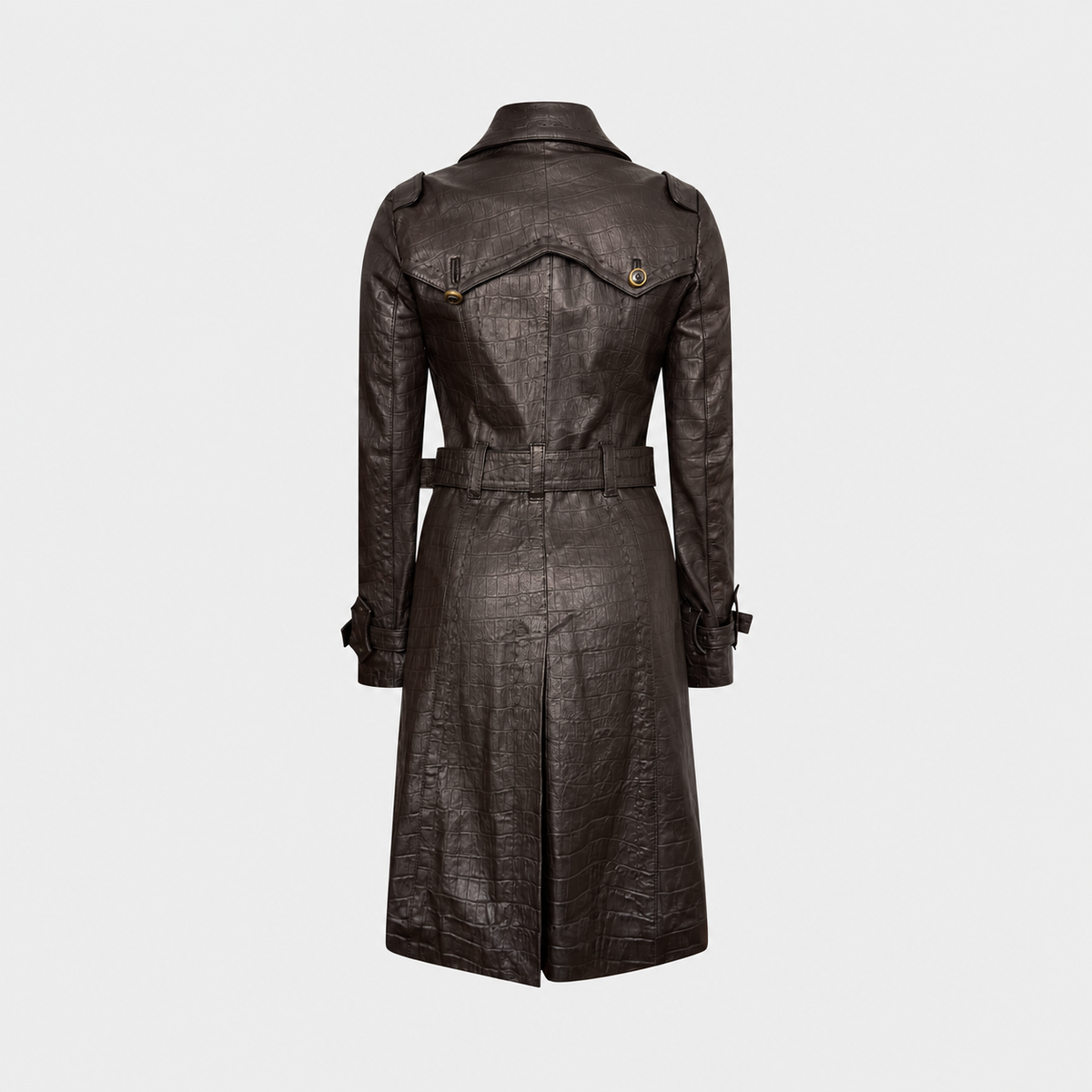 Black Embossed Leather Trench Coat Roberto Cavalli