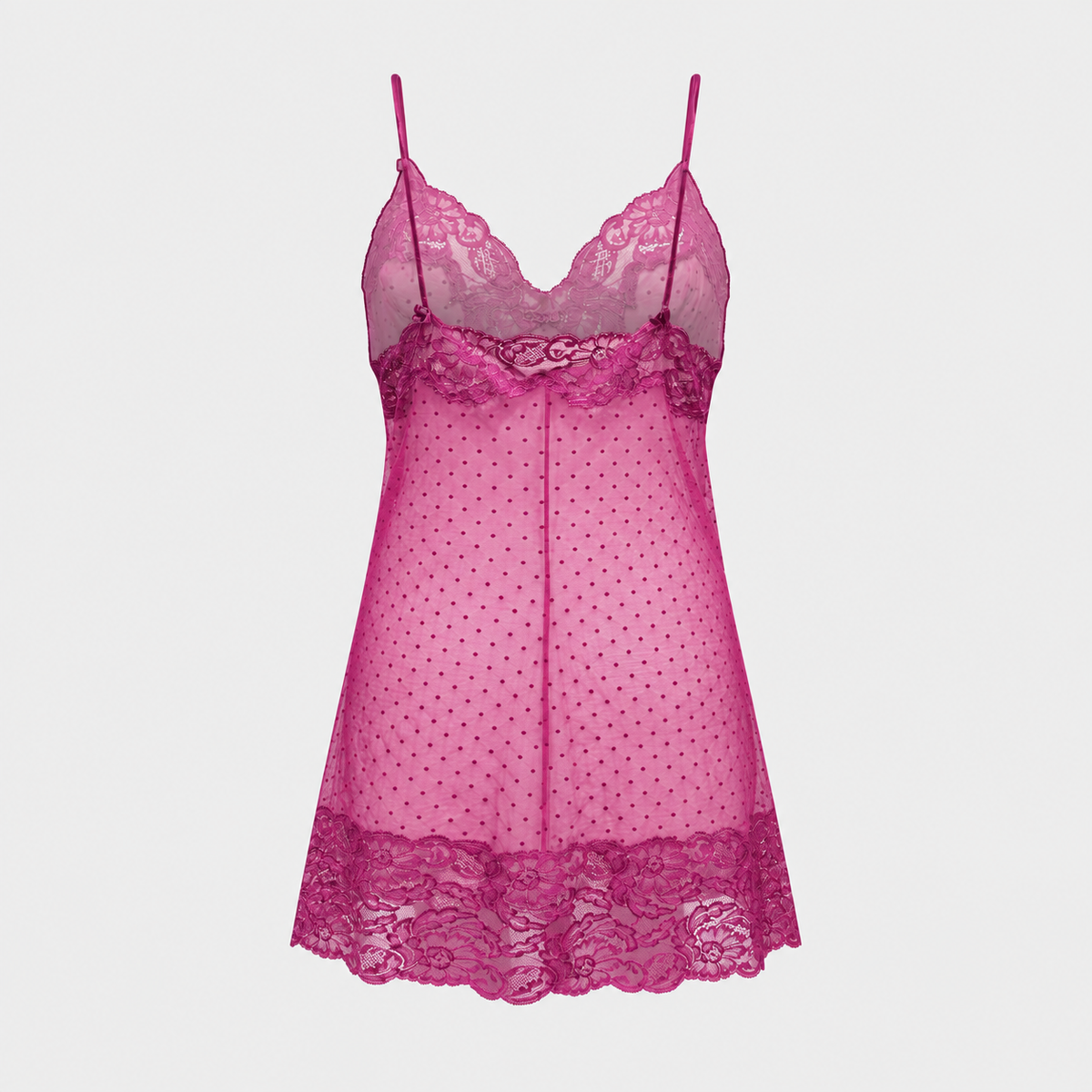Pink Polka Dot Lace Slip Dress La Perla