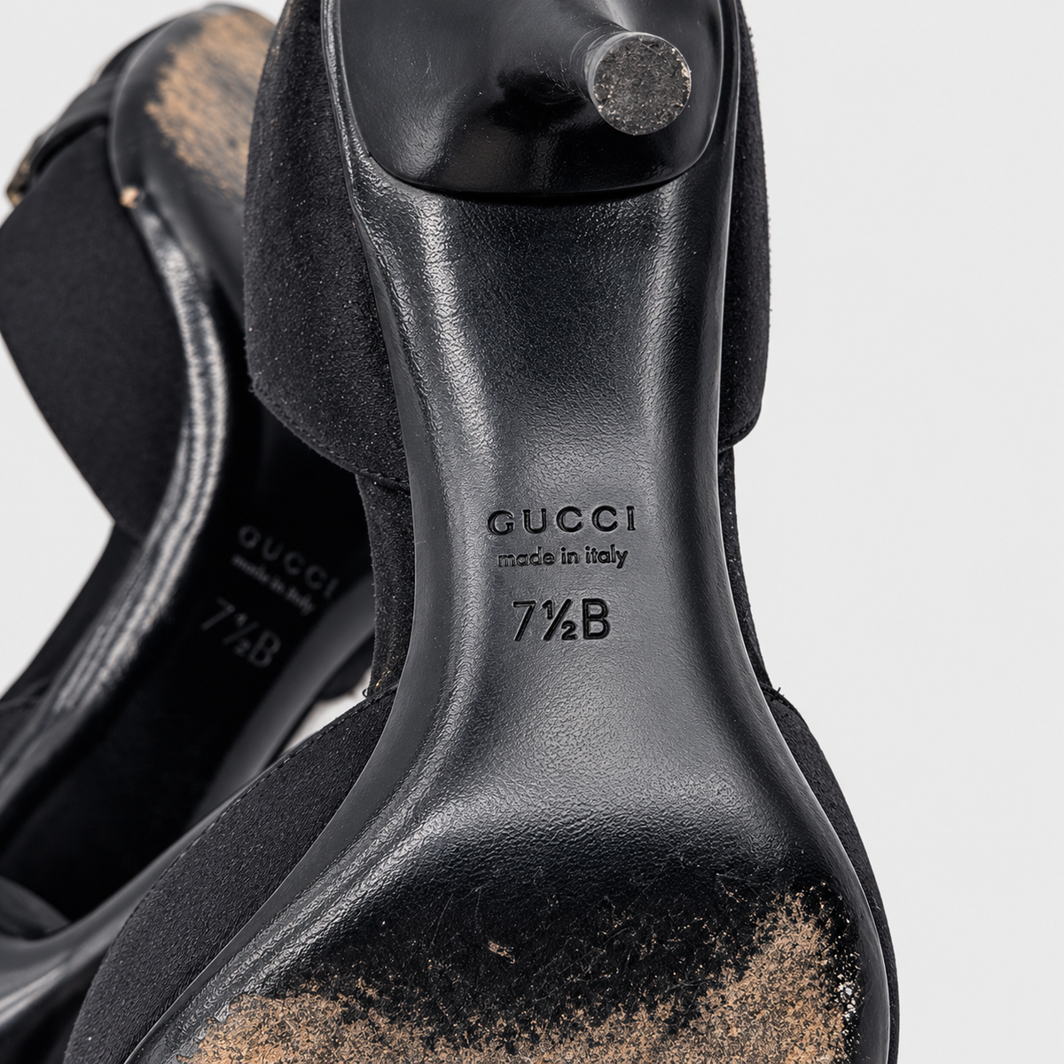 Black Satin D'orsay Heels with Crystal Horsebit Gucci 2004 by Tom Ford