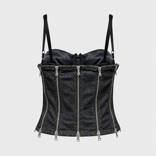 Denim Corset Top with Zipper Dolce & Gabbana 2000s