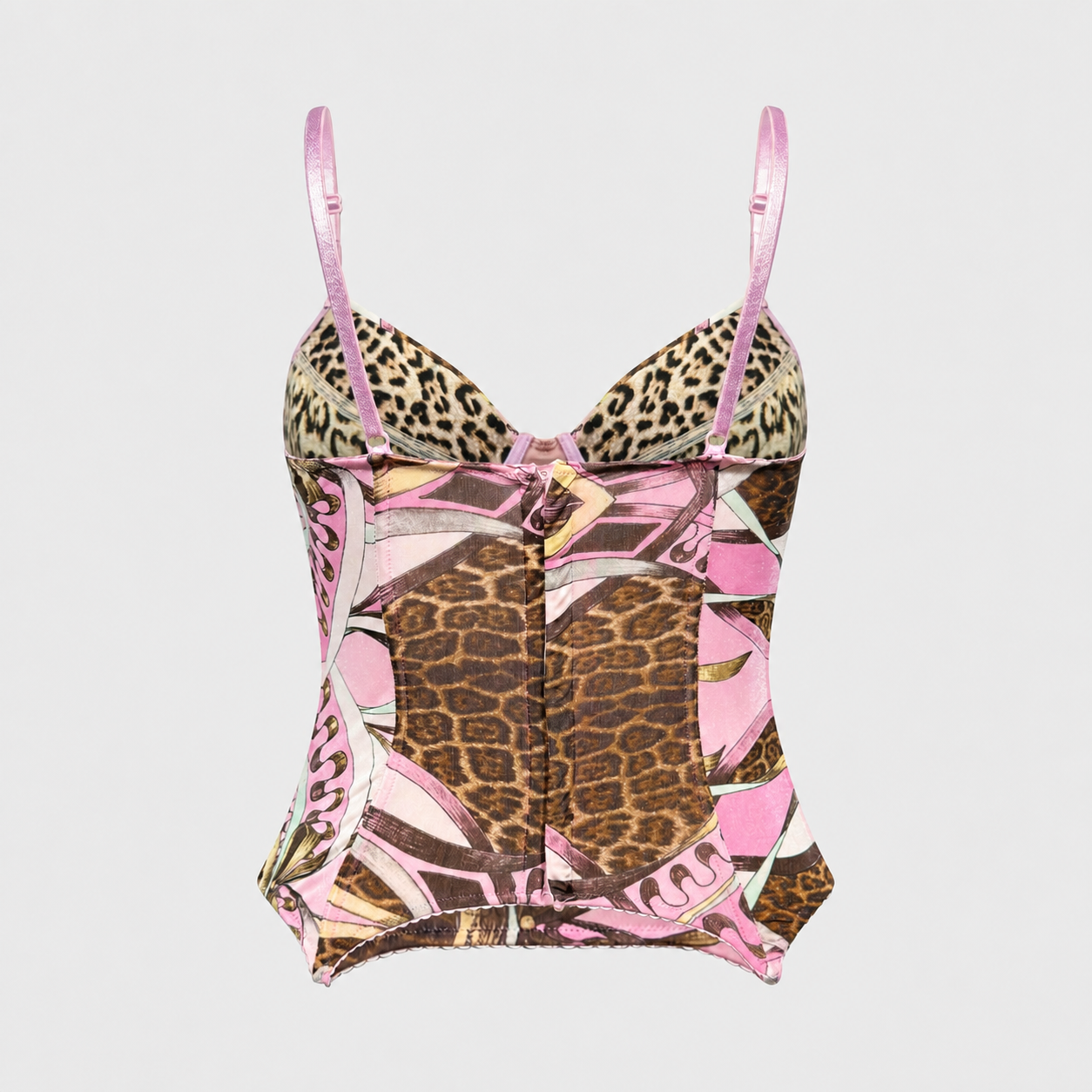 Pink Leopard Print Jersey Corset Top Roberto Cavalli SS 2004