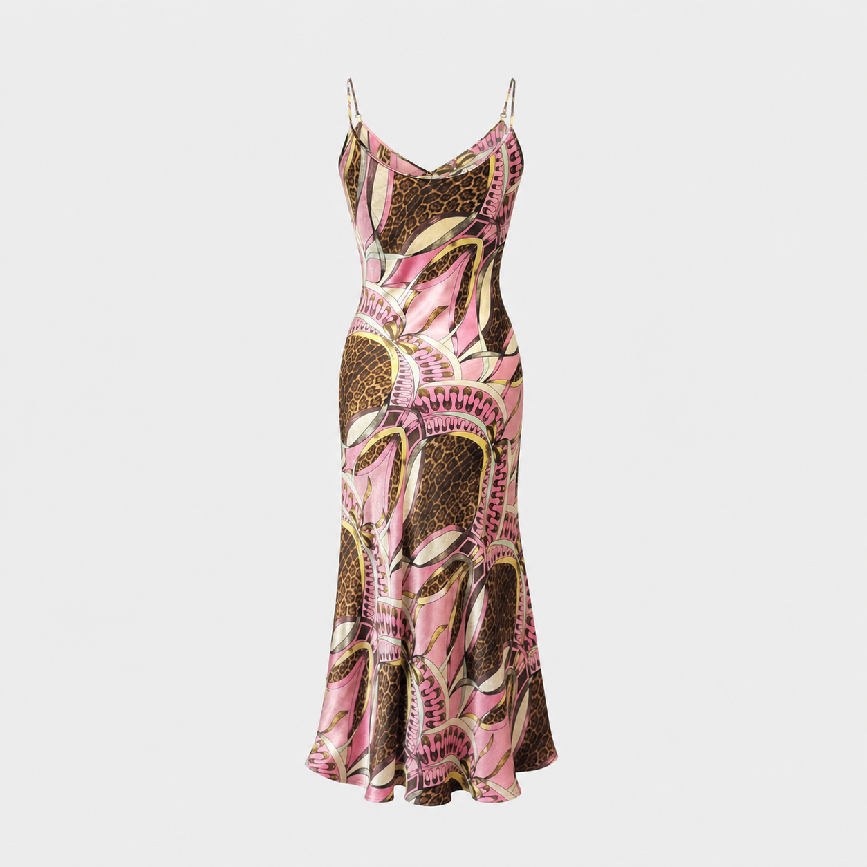 Leopard Print Pink Silk Maxi Dress Roberto Cavalli SS 2004
