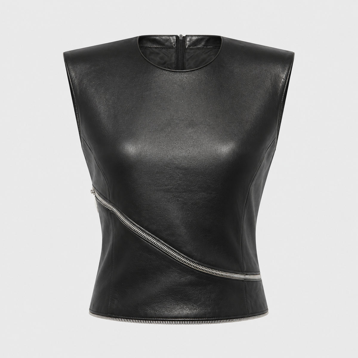 Black Leather Zip Top Versace FW 1998 by Donatella Versace