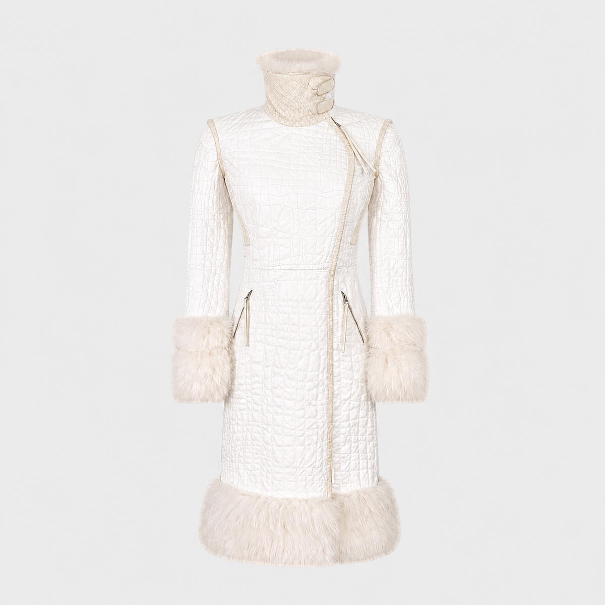 White Leather, Fox & Snake Coat Roberto Cavalli FW 2005