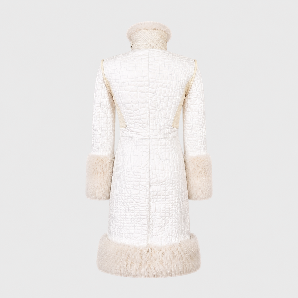 White Leather, Fox & Snake Coat Roberto Cavalli FW 2005