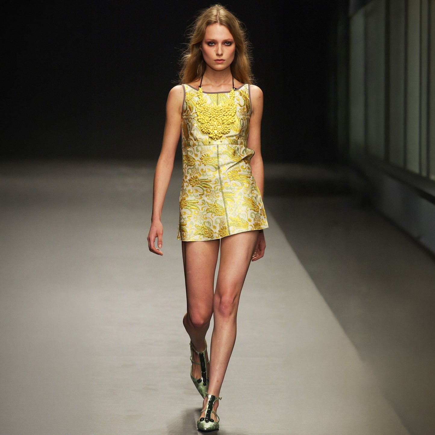 Yellow Brocade Mini Skirt Prada SS 2003