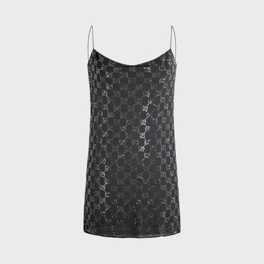 Crystal-Embellished GG Chiffon Mini Dress Gucci SS 1998 by Tom Ford