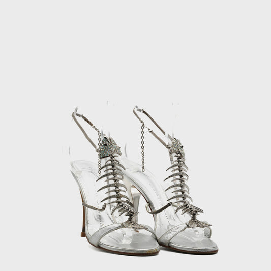 Sandales Slim Argenté SS 2004 par Giuseppe Zanotti