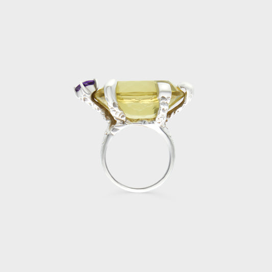 Bague Argent Citrine Christian Lacroix 1990