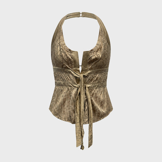 Metallic Silk Jacquard Halter Top Roberto Cavalli SS 2004