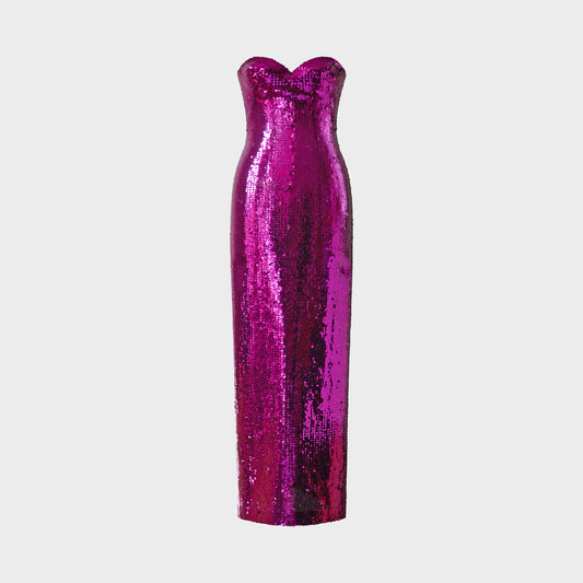 Robe brodée Fuchsia 1976 par Loris Azzaro