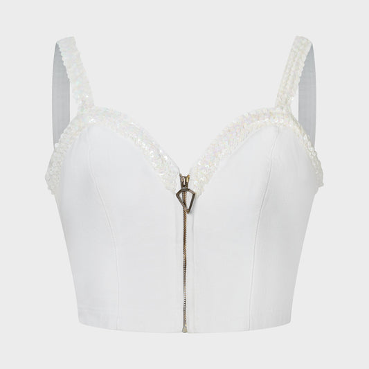 Bustier Blanc Paillette Blumarine 2000