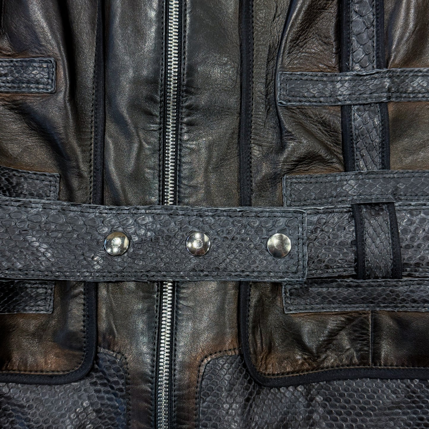 Python Leather Panelled Jacket Jitrois