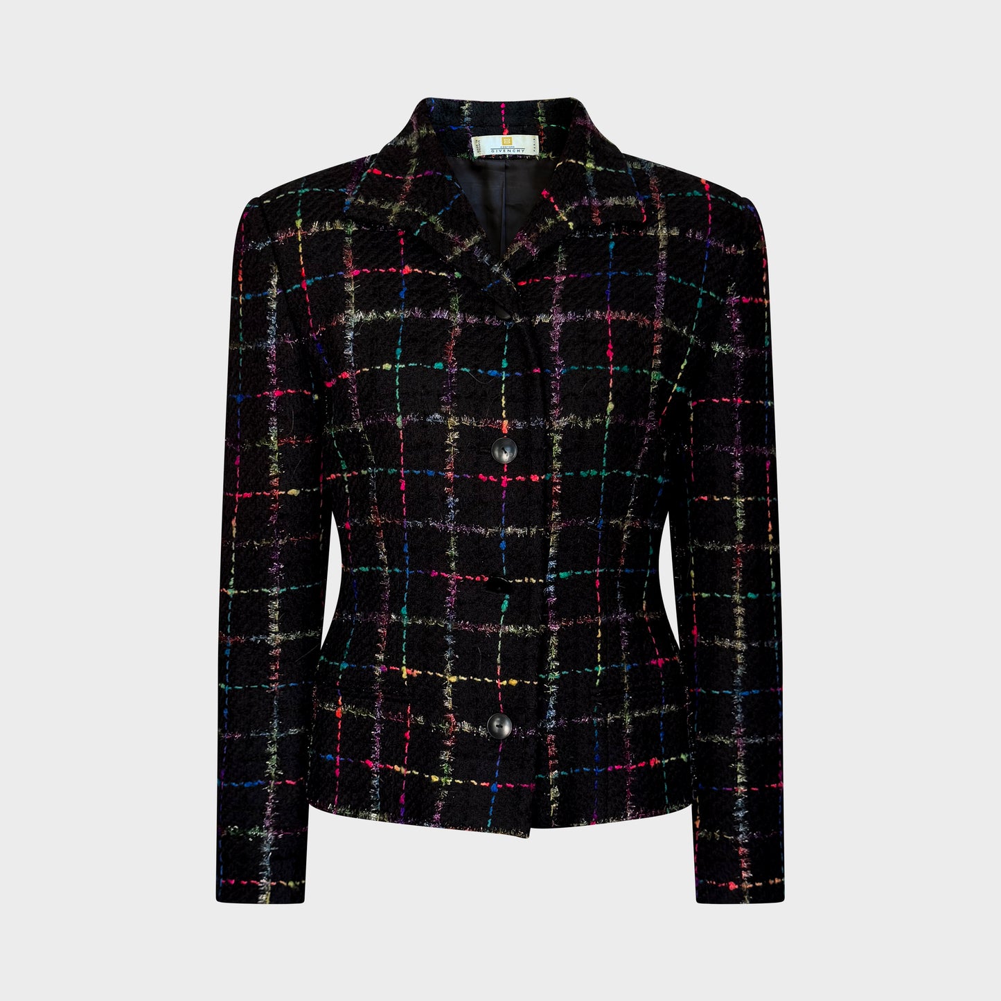Multicolor Check Tweed Jacket Givenchy 1990s by Alexander McQueen