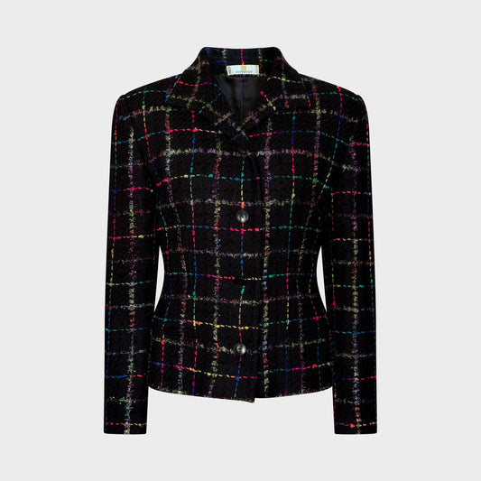 Multicolor Check Tweed Jacket Givenchy 1990s by Alexander McQueen
