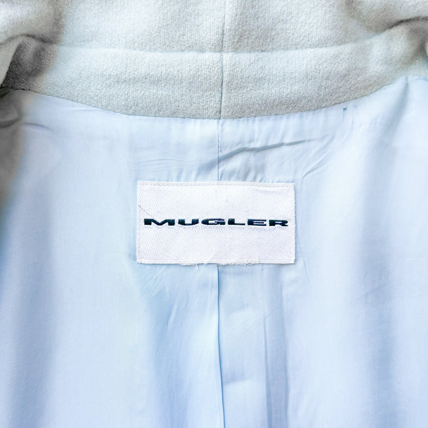 Light Blue Fringed Wrap Jacket Mugler 1990s