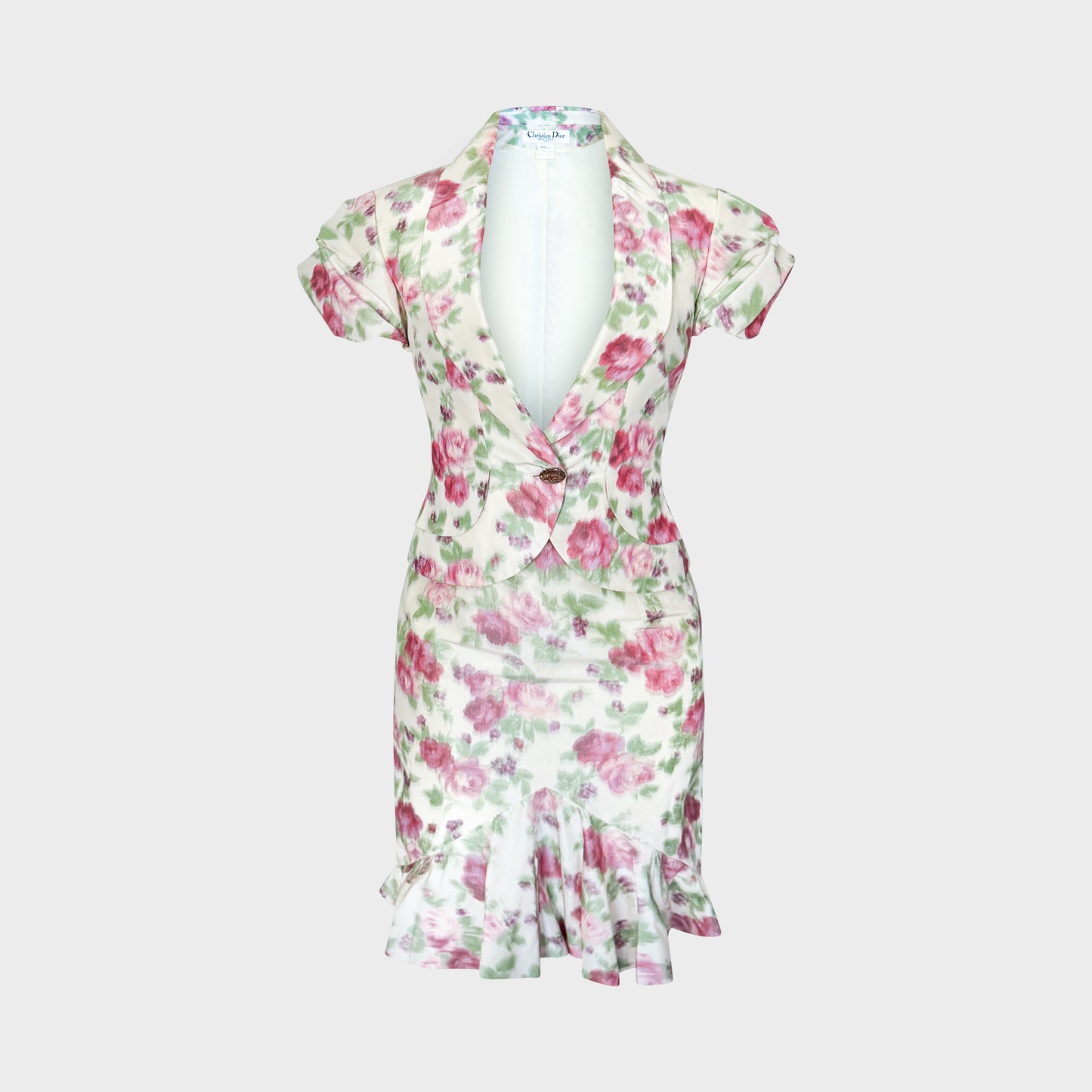 Pink & Beige Floral Suit Set Christian Dior SS 1999 by John Galliano