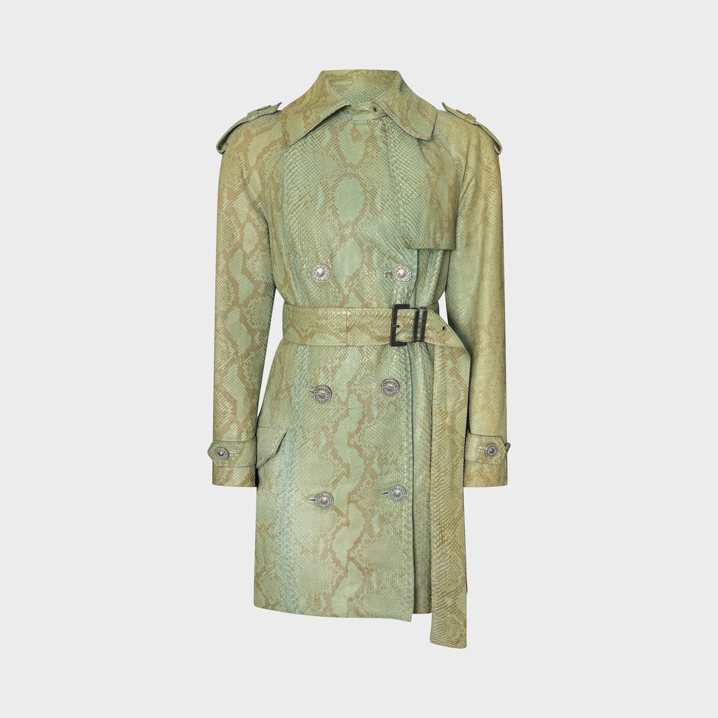 Python Leather Trench Coat Atelier Versace FW 1994