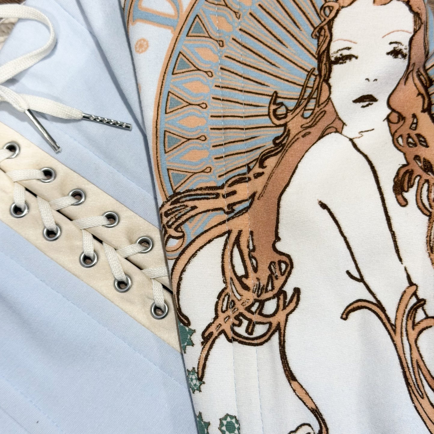 Baby Blue "Mucha" Lace-Up Corset Top Dolce Gabbana