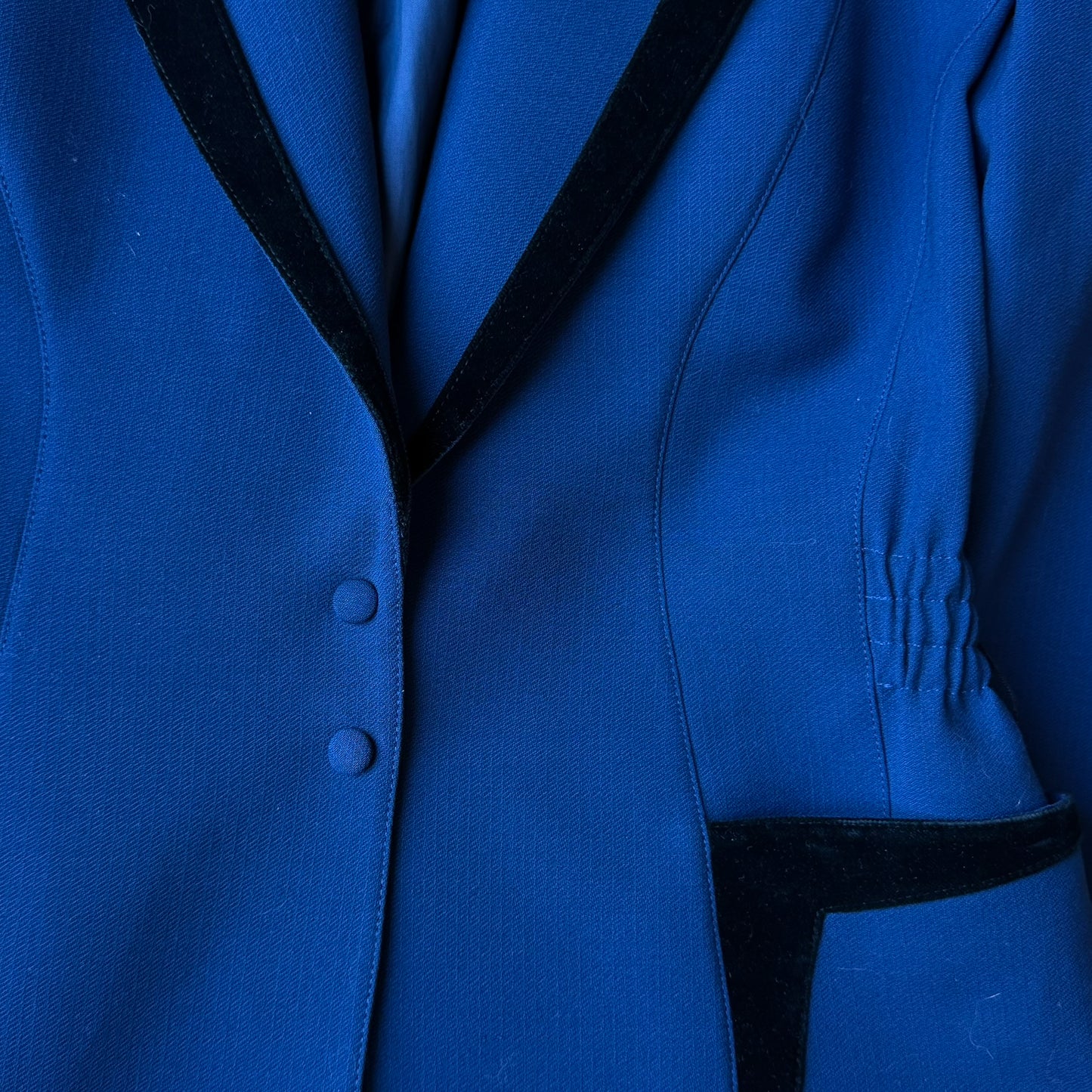 Cobalt Blue Velvet Trim Tailored Jacket Thierry Mugler FW 1992