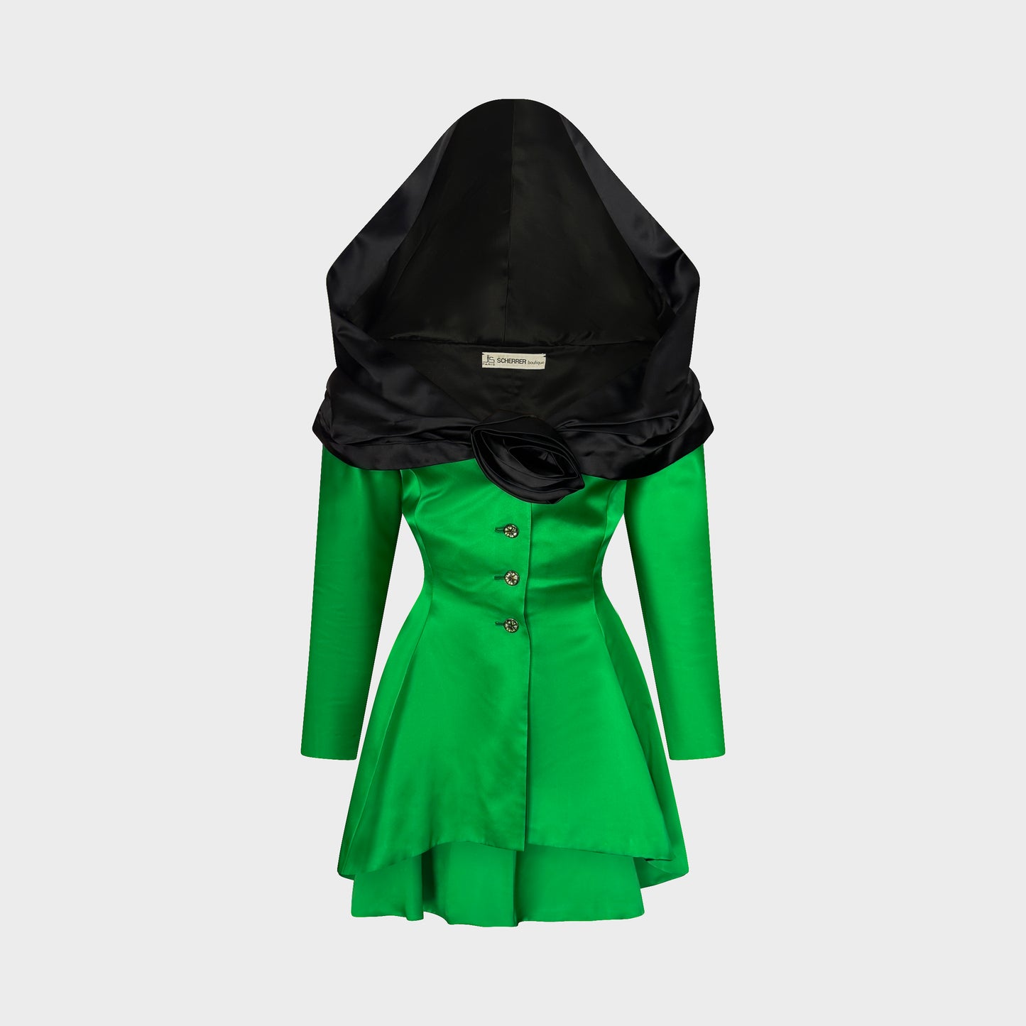 Green Satin Coat Jean-Louis Scherrer 1980