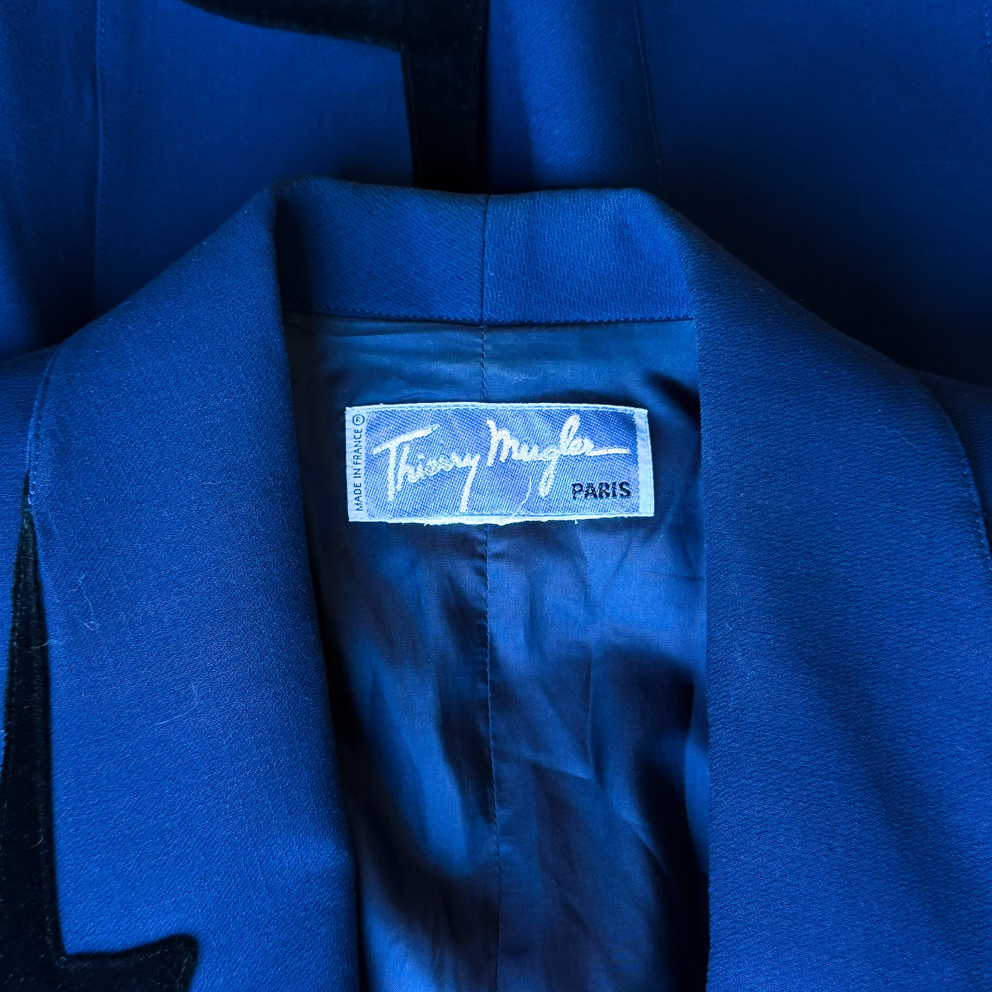 Cobalt Blue Velvet Trim Tailored Jacket Thierry Mugler FW 1992
