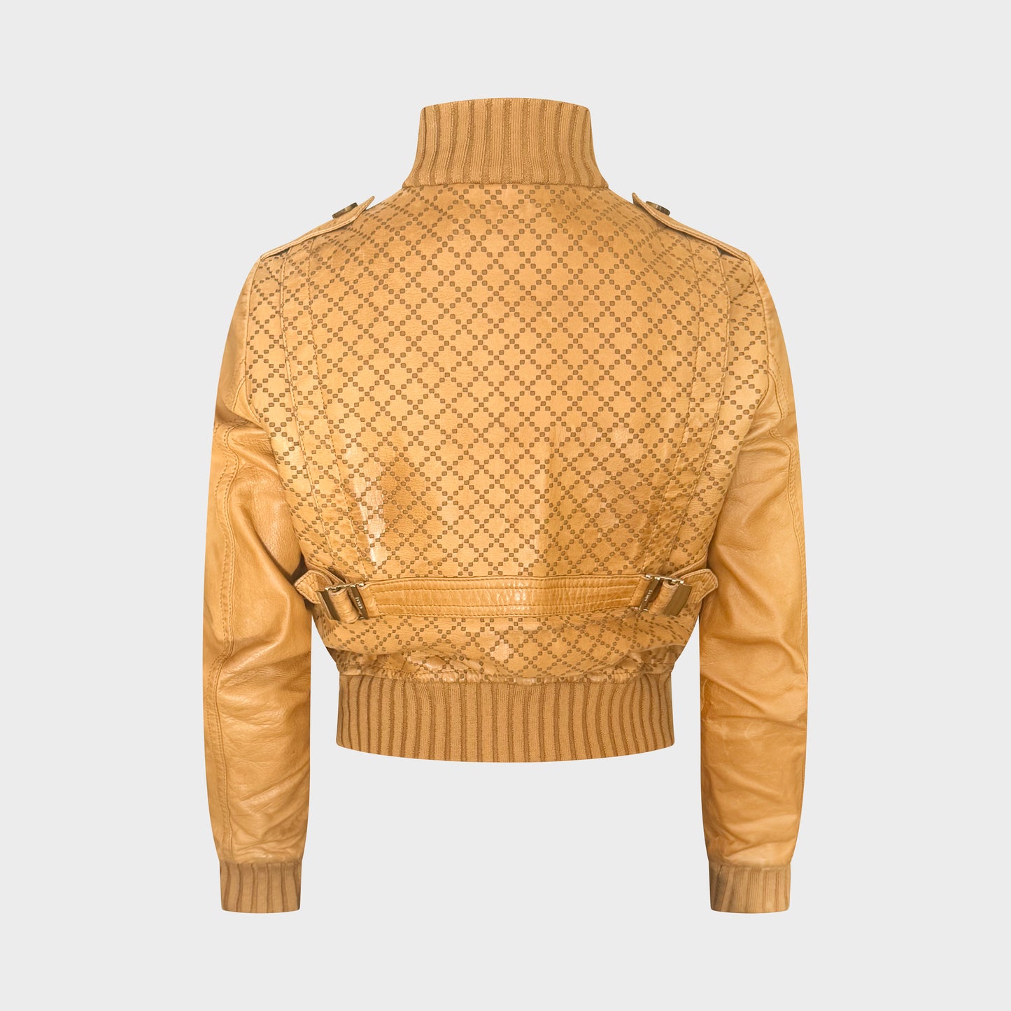 Perforated Brown Leather Bomber Jacket Gucci Resort 2006 by Frida Giannini