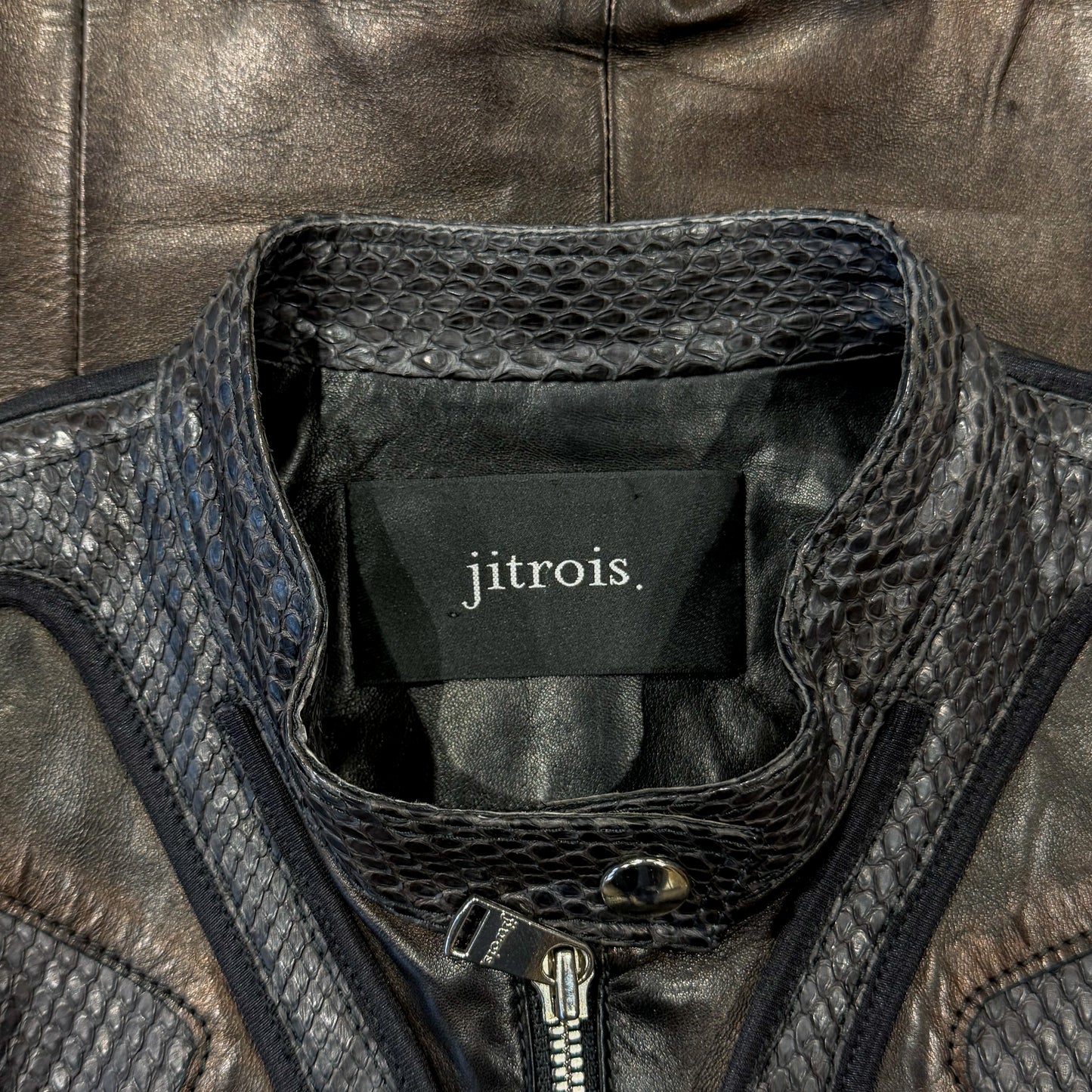 Python Leather Panelled Jacket Jitrois
