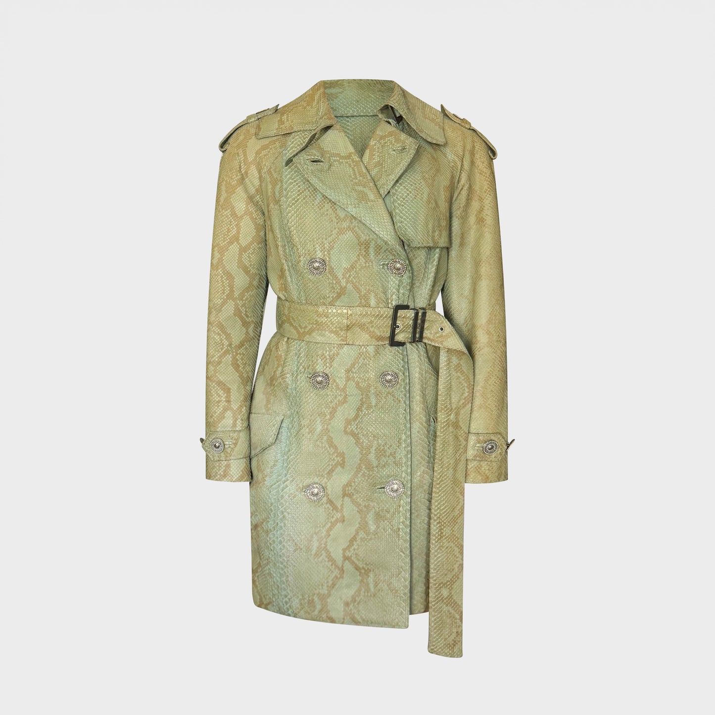 Python Leather Trench Coat Atelier Versace FW 1994