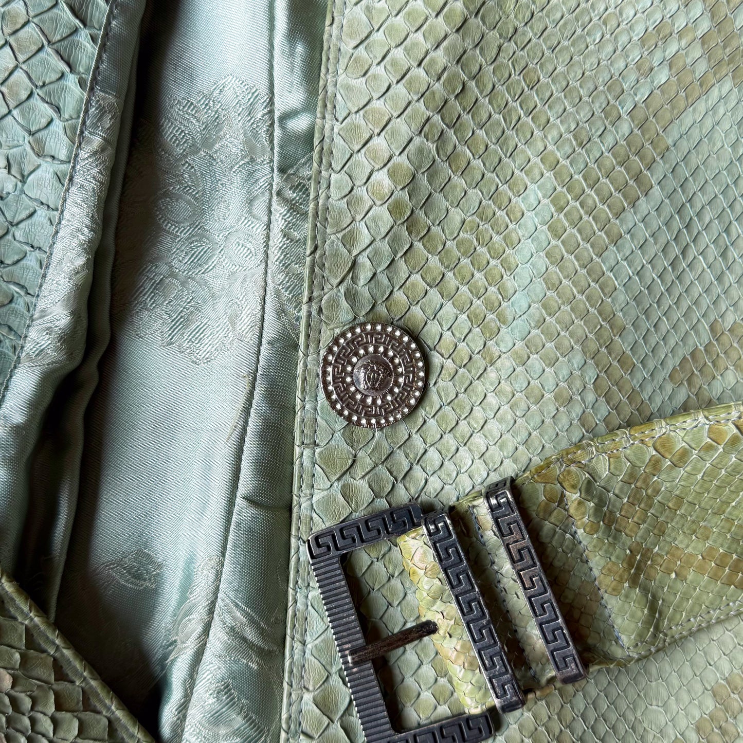 Python Leather Trench Coat Atelier Versace FW 1994