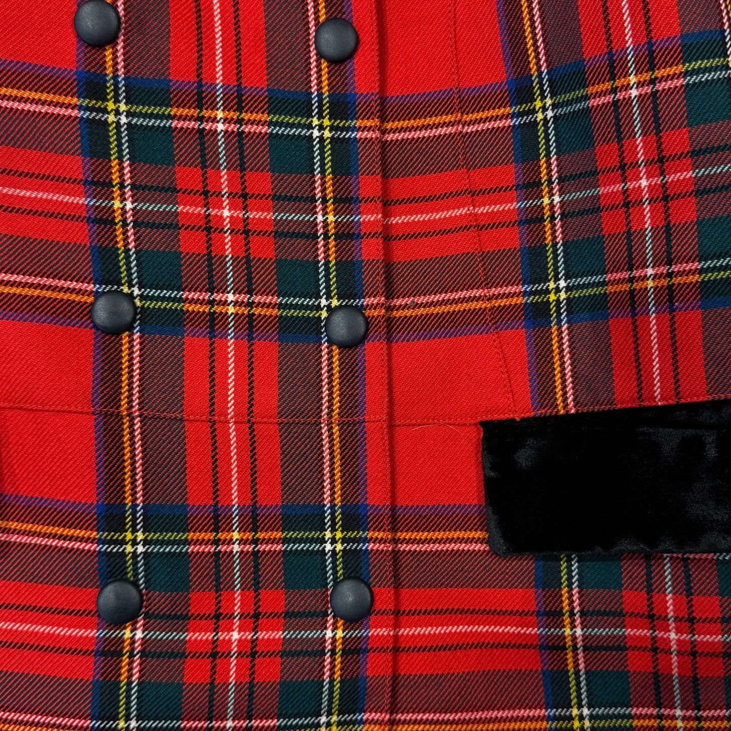 Red Tartan Velvet Trim Jacket Thierry Mugler FW 1983