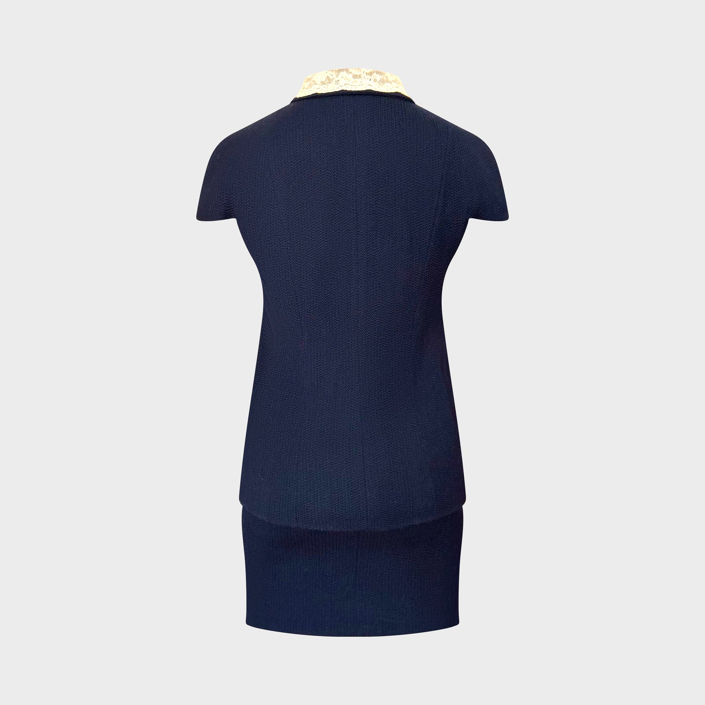 Navy Lace Collar Skirt Suit Christian Dior SS 1998 by John Galliano