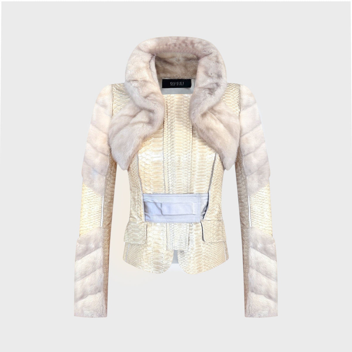 Runway Beige Python & Mink Belted Jacket Gucci FW 2004 by Tom Ford