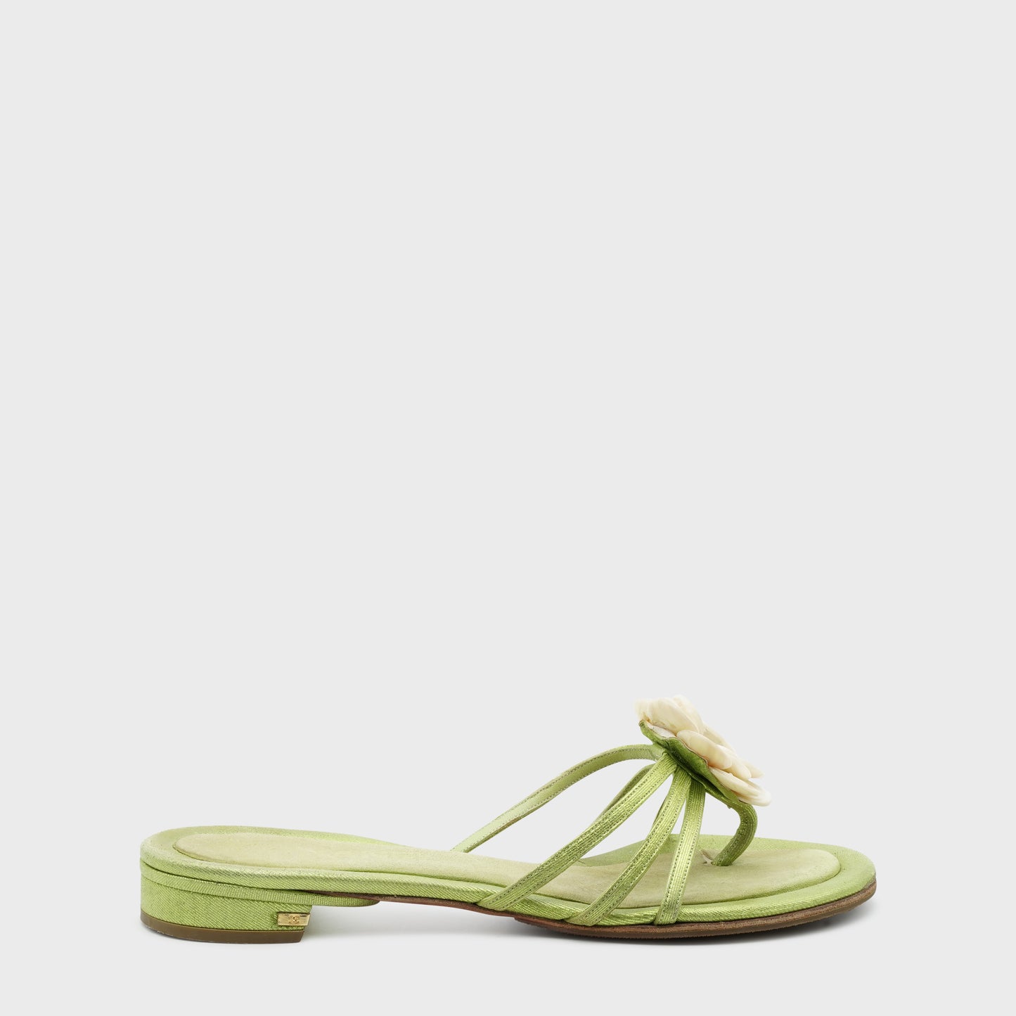 Sandales Satin Vert Chanel 2000 par Karl Lagerfeld