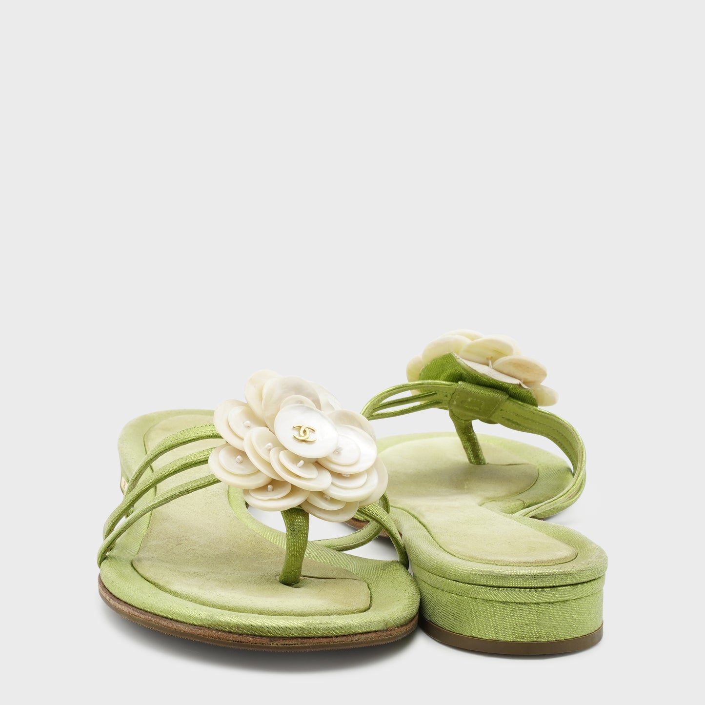 Sandales Satin Vert Chanel 2000 par Karl Lagerfeld